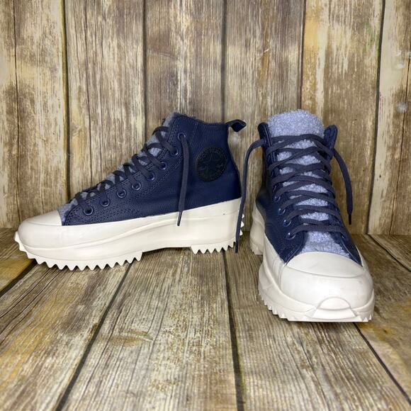 Converse Other - Converse Run Star Hike Hi Leather Sherpa Cozy Blue Unisex Sneakers M/7.5 W/9